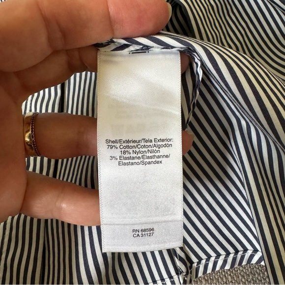 Donna Karan New York Cold Shoulder Striped Button Down - Size S - Picture 7 of 10